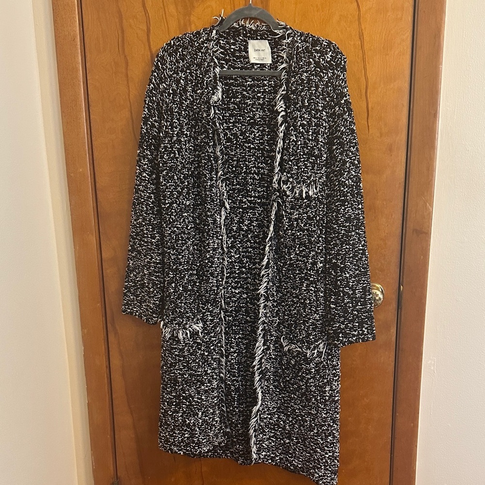 Zara Black and White Knit Cardigan